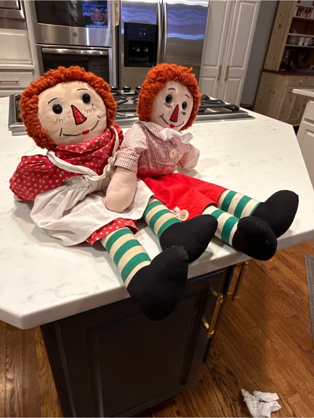 Vintage Raggedy Ann & Andy Style Handmade Cloth Dolls Country Farmhouse Decor - Picture 7 of 16